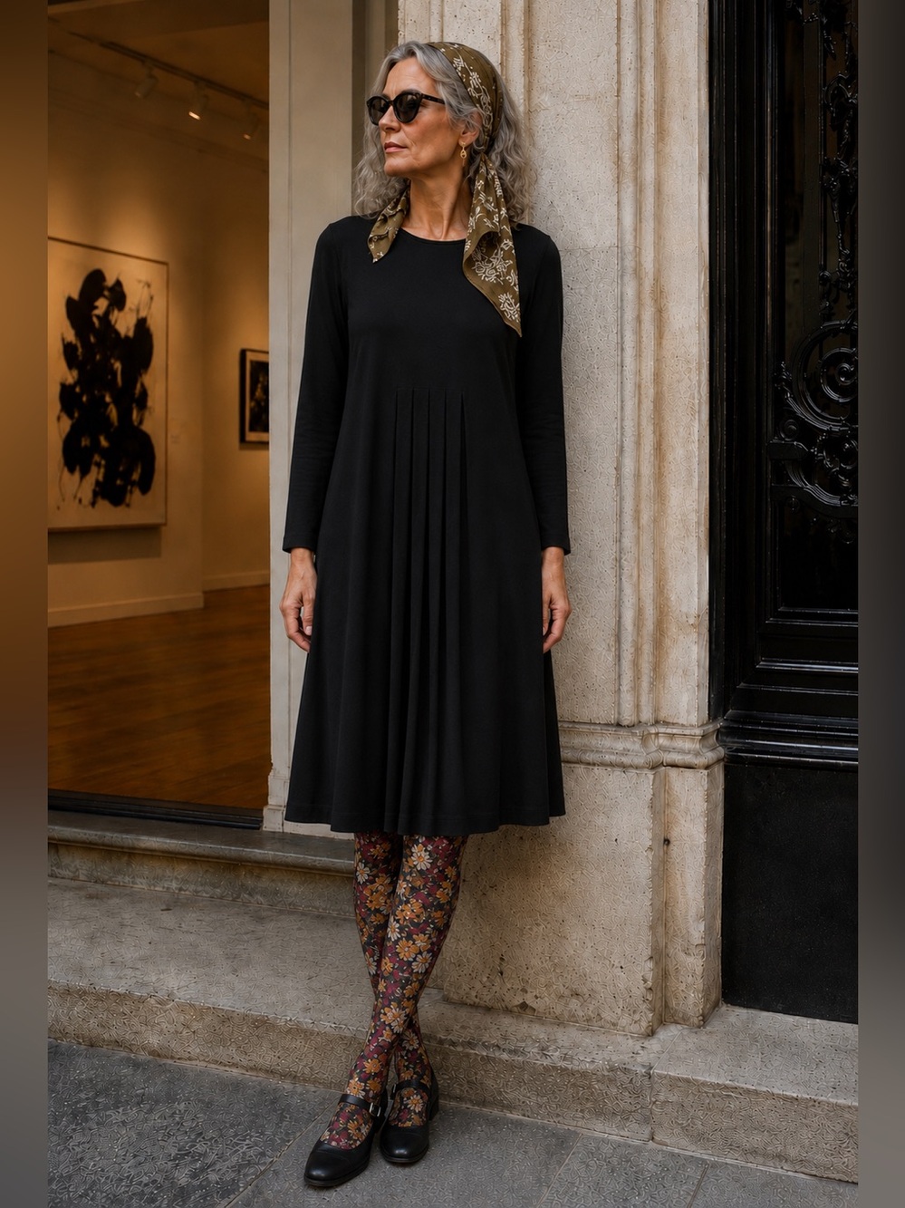 J.Jill Wearever Black Lagenlook Minimalist Tunic Dress Long Sleeve Relaxed M